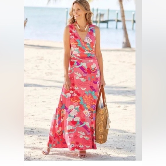 Soft Surroundings Dresses & Skirts - NWT Soft Surroundings Poise Dress Sun Kissed Coral Maxi Floral Plus Size 2X